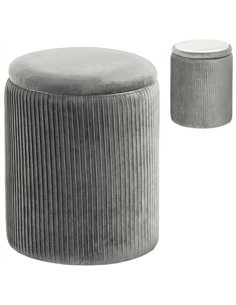 HOMCOM Storage Ottoman Modern Velvet Round Foot Stool for Living Room Bedroom 45 cm Grey