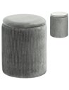 HOMCOM Storage Ottoman Modern Velvet Round Foot Stool for Living Room Bedroom 45 cm Grey