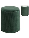 HOMCOM Storage Ottoman Modern Velvet Round Foot Stool for Living Room Bedroom 45 cm Dark Green