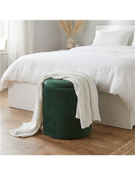 HOMCOM Storage Ottoman Modern Velvet Round Foot Stool for Living Room Bedroom 45 cm Dark Green - pic 191962 | FastDaddyshop