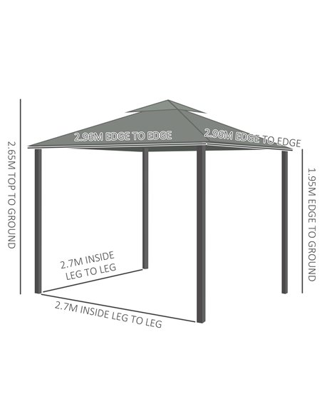 Outsunny 3x3m Gazebo with 2 Tier Water Repellent Roof, Netting and Curtains, Dark Grey - pic 19197 | FastDaddyshop