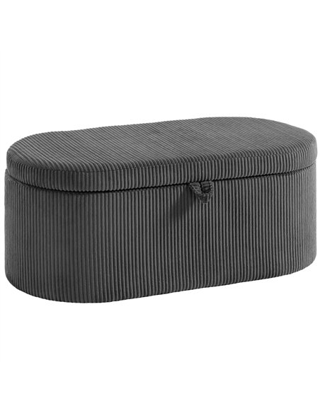 HOMCOM Storage Ottoman, Corduroy Upholstered Ottoman Storage Box with Padded Seat, 105 x 51 x 49 cm, Dark Grey - pic 191974 | FastDaddyshop
