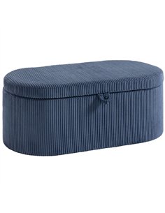HOMCOM Storage Ottoman, Corduroy Upholstered Ottoman Storage Box with Padded Seat, 105 x 51 x 49 cm, Blue