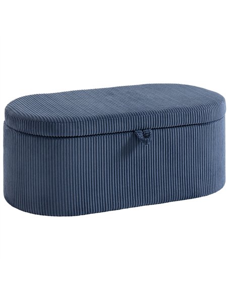 HOMCOM Storage Ottoman, Corduroy Upholstered Ottoman Storage Box with Padded Seat, 105 x 51 x 49 cm, Blue - pic 191983 | FastDaddyshop