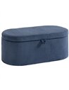 HOMCOM Storage Ottoman, Corduroy Upholstered Ottoman Storage Box with Padded Seat, 105 x 51 x 49 cm, Blue