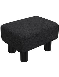 HOMCOM Linen Fabric Footstool Ottoman Cube with 4 Plastic Legs, Black