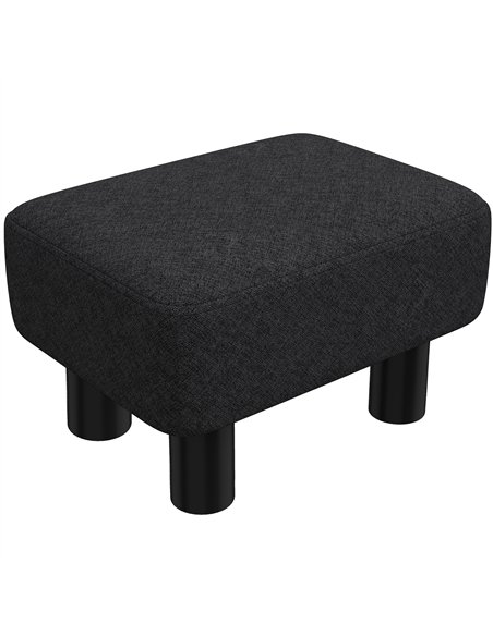 HOMCOM Linen Fabric Footstool Ottoman Cube with 4 Plastic Legs, Black - pic 191992 | FastDaddyshop
