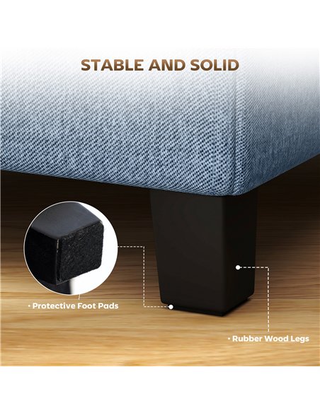 HOMCOM Small Ottoman, Square Footstool with Side Pocket, Rubber Wood Legs and Padded Seat for Living Room, Dark Blue - pic 192016 | FastDaddyshop