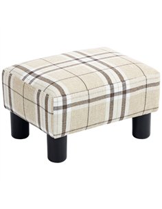 HOMCOM Linen Fabric Footstool Ottoman Cube with 4 Plastic Legs, Multi-colored