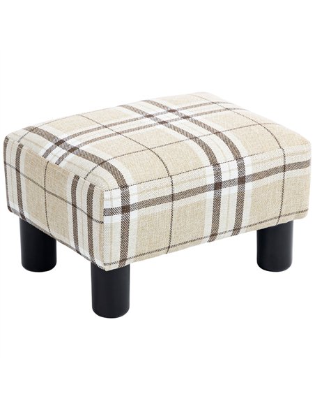 HOMCOM Linen Fabric Footstool Ottoman Cube with 4 Plastic Legs, Multi-colored - pic 192019 | FastDaddyshop