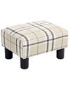 HOMCOM Linen Fabric Footstool Ottoman Cube with 4 Plastic Legs, Multi-colored