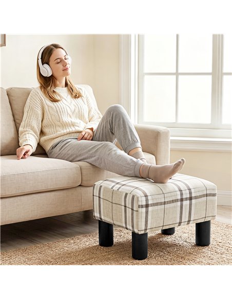 HOMCOM Linen Fabric Footstool Ottoman Cube with 4 Plastic Legs, Multi-colored - pic 192020 | FastDaddyshop