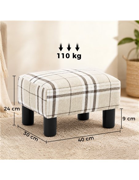 HOMCOM Linen Fabric Footstool Ottoman Cube with 4 Plastic Legs, Multi-colored - pic 192021 | FastDaddyshop