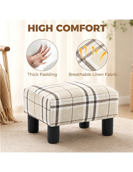 HOMCOM Linen Fabric Footstool Ottoman Cube with 4 Plastic Legs, Multi-colored - pic 192022 | FastDaddyshop