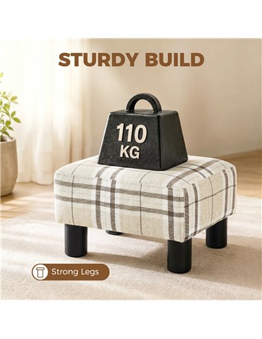 HOMCOM Linen Fabric Footstool Ottoman Cube with 4 Plastic Legs, Multi-colored