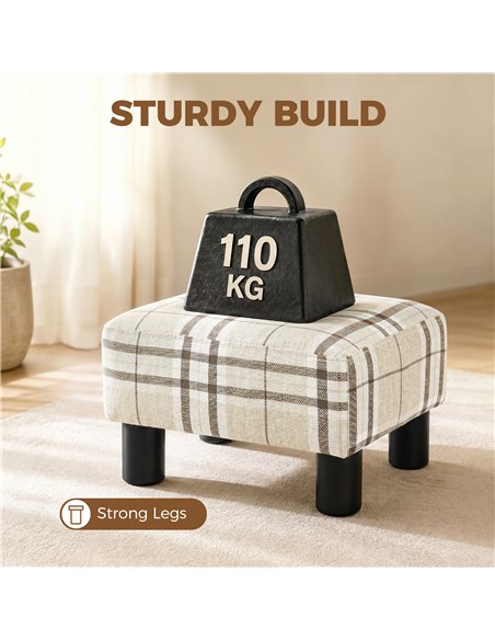 HOMCOM Linen Fabric Footstool Ottoman Cube with 4 Plastic Legs, Multi-colored - pic 192023 | FastDaddyshop