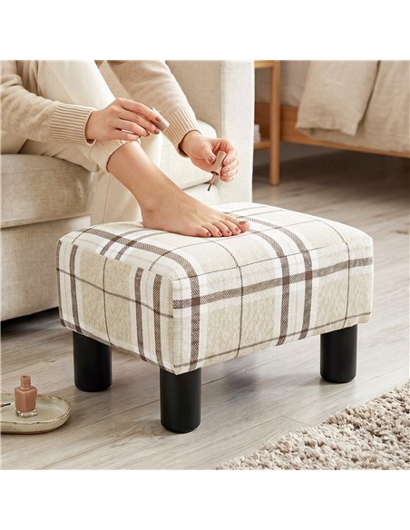 HOMCOM Linen Fabric Footstool Ottoman Cube with 4 Plastic Legs, Multi-colored - pic 192024 | FastDaddyshop