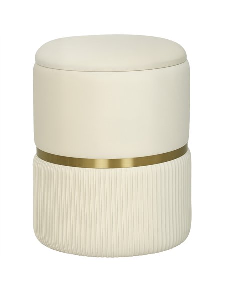 HOMCOM Round Storage Stool, Velvet-feel Fabric Upholstered Vanity Stool with Removable Top, Padded Seat and Hidden Space, Beige - pic 192028 | FastDaddyshop