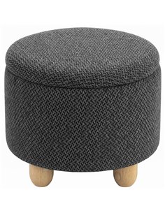 HOMCOM Storage Sitting Bench with Lid, Round Storage Ottoman with Rubberwood Legs, Dark Grey
