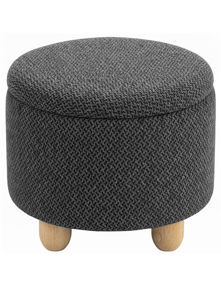HOMCOM Storage Sitting Bench with Lid, Round Storage Ottoman with Rubberwood Legs, Dark Grey - pic 192037 | FastDaddyshop