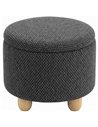 HOMCOM Storage Sitting Bench with Lid, Round Storage Ottoman with Rubberwood Legs, Dark Grey