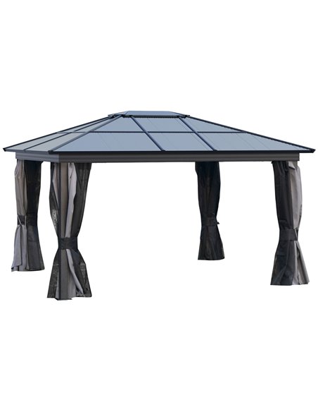 Outsunny 4x3.6m Gazebo with UV Resistant Polycarbonate Roof & Aluminium Frame, Dark Grey - pic 19204 | FastDaddyshop