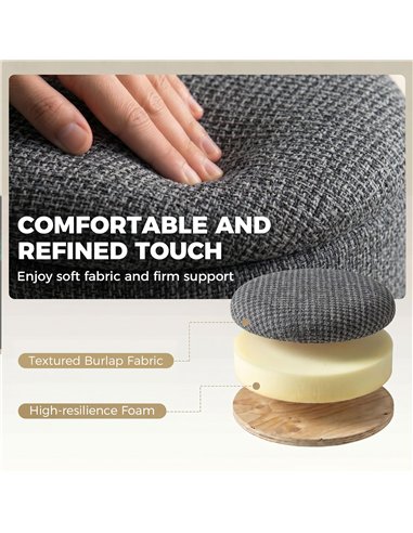 HOMCOM Storage Sitting Bench with Lid, Round Storage Ottoman with Rubberwood Legs, Dark Grey