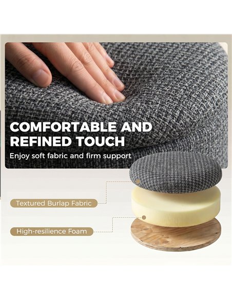 HOMCOM Storage Sitting Bench with Lid, Round Storage Ottoman with Rubberwood Legs, Dark Grey - pic 192042 | FastDaddyshop