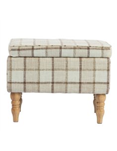 HOMCOM Linen Fabric Upholstered Footstool, Rectangular Storage Stool with Removable Top, Padded Seat and Hidden Space, Brown