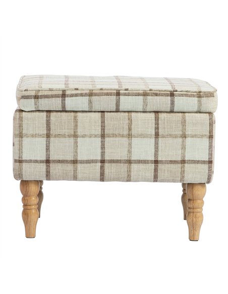 HOMCOM Linen Fabric Upholstered Footstool, Rectangular Storage Stool with Removable Top, Padded Seat and Hidden Space, Brown - pic 192046 | FastDaddyshop