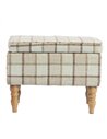 HOMCOM Linen Fabric Upholstered Footstool, Rectangular Storage Stool with Removable Top, Padded Seat and Hidden Space, Brown