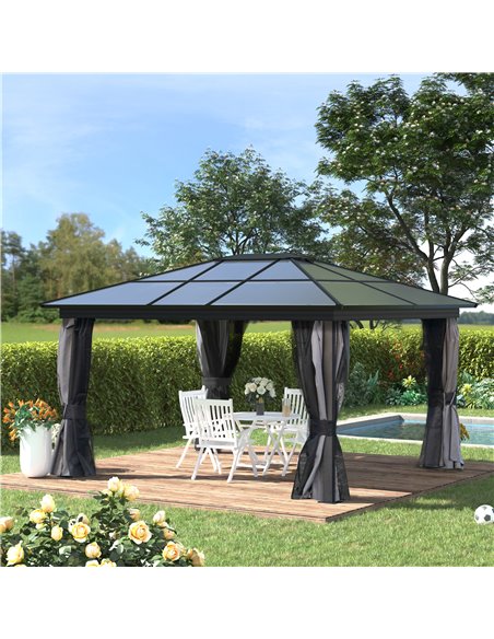Outsunny 4x3.6m Gazebo with UV Resistant Polycarbonate Roof & Aluminium Frame, Dark Grey - pic 19205 | FastDaddyshop