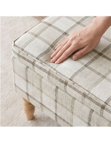 HOMCOM Linen Fabric Upholstered Footstool, Rectangular Storage Stool with Removable Top, Padded Seat and Hidden Space, Brown