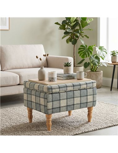 HOMCOM Linen Fabric Upholstered Footstool, Rectangular Storage Stool with Removable Top, Padded Seat and Hidden Space, Grey