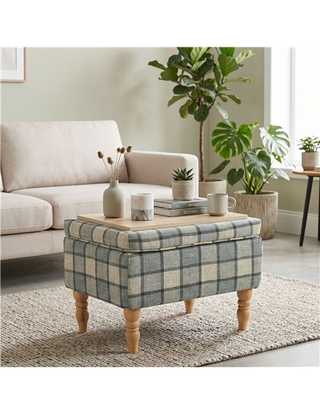 HOMCOM Linen Fabric Upholstered Footstool, Rectangular Storage Stool with Removable Top, Padded Seat and Hidden Space, Grey - pic 192061 | FastDaddyshop