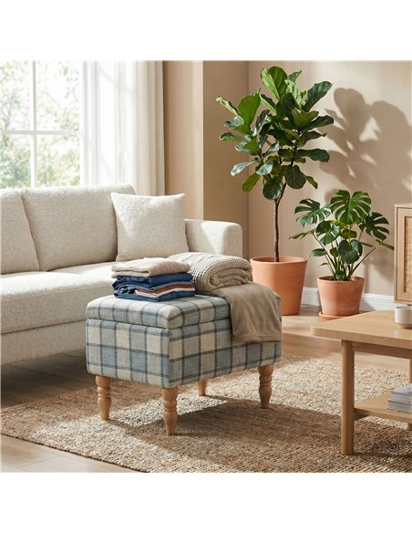 HOMCOM Linen Fabric Upholstered Footstool, Rectangular Storage Stool with Removable Top, Padded Seat and Hidden Space, Grey - pic 192062 | FastDaddyshop