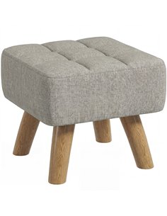 HOMCOM Linen-Look Square Padded Footstool - Light Brown