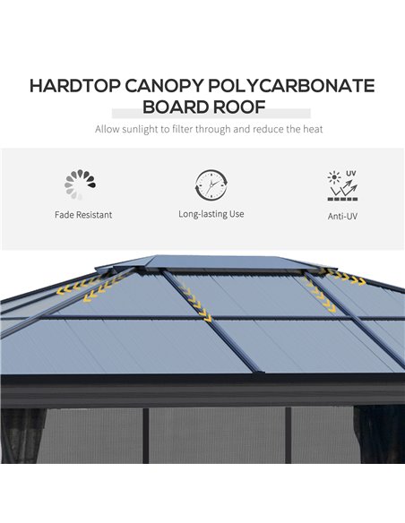 Outsunny 4x3.6m Gazebo with UV Resistant Polycarbonate Roof & Aluminium Frame, Dark Grey - pic 19207 | FastDaddyshop