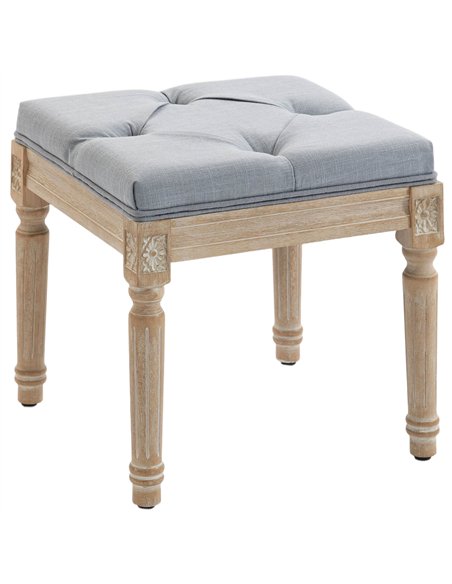 HOMCOM Vintage Foot Stool, Tufted Square Footrest with Wood Legs, Light Grey - pic 192073 | FastDaddyshop