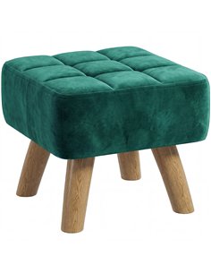 HOMCOM Velvet Square Padded Footstool - Dark Green