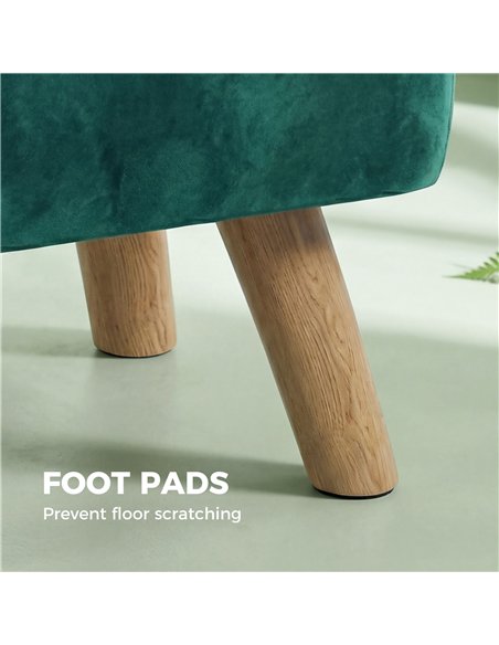 HOMCOM Velvet Square Padded Footstool - Dark Green - pic 192087 | FastDaddyshop