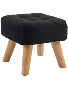 HOMCOM Linen-Look Square Padded Footstool - Black