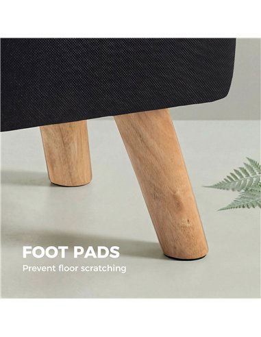 HOMCOM Linen-Look Square Padded Footstool - Black