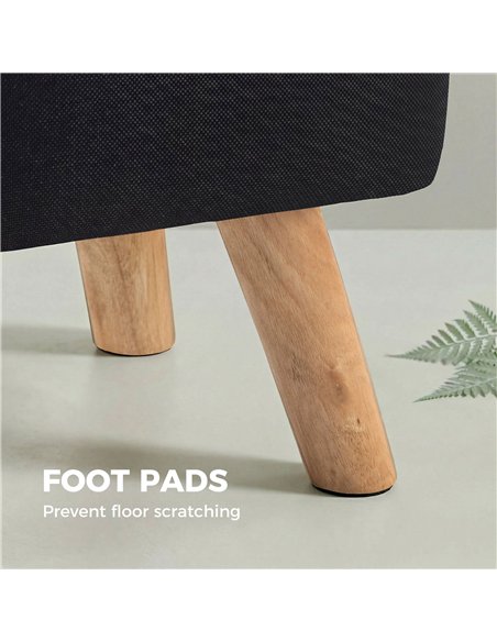 HOMCOM Linen-Look Square Padded Footstool - Black - pic 192096 | FastDaddyshop