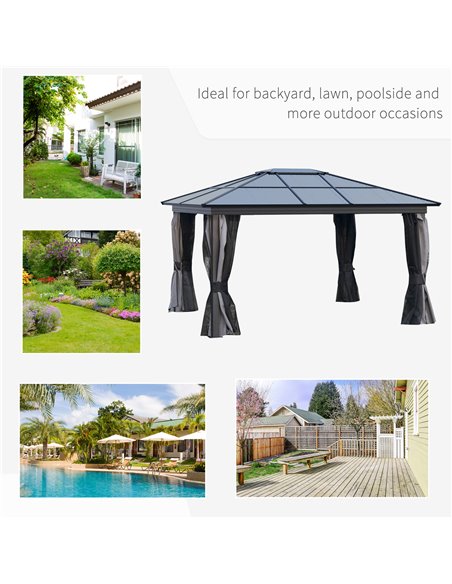 Outsunny 4x3.6m Gazebo with UV Resistant Polycarbonate Roof & Aluminium Frame, Dark Grey - pic 19210 | FastDaddyshop