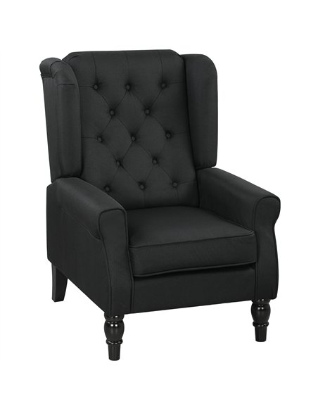 HOMCOM Wingback Accent Chair, Faux Linen Armchair with Thick Spring Cushion, High Back, Solid Wood Legs, Retro Button Tufted Rea - pic 192100 | FastDaddyshop