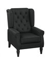 HOMCOM Wingback Accent Chair, Faux Linen Armchair with Thick Spring Cushion, High Back, Solid Wood Legs, Retro Button Tufted Rea