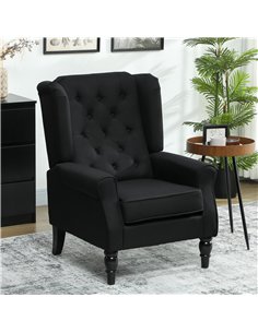 HOMCOM Wingback Accent Chair, Faux Linen Armchair with Thick Spring Cushion, High Back, Solid Wood Legs, Retro Button Tufted Rea 2