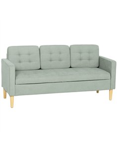 HOMCOM 3 Seater Sofa, 169cm Couch with Hidden Storage, Wood Legs, Light Grey