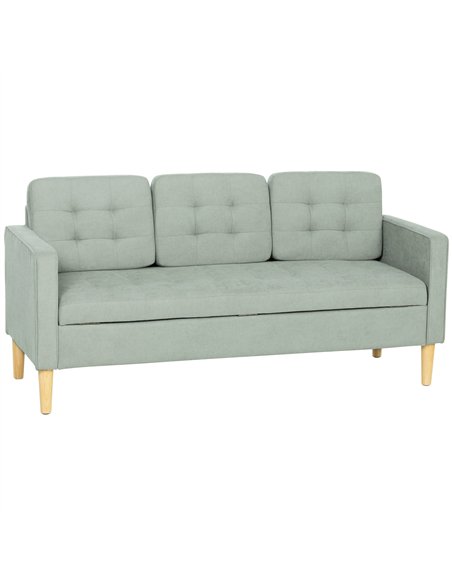 HOMCOM 3 Seater Sofa, 169cm Couch with Hidden Storage, Wood Legs, Light Grey - pic 192118 | FastDaddyshop